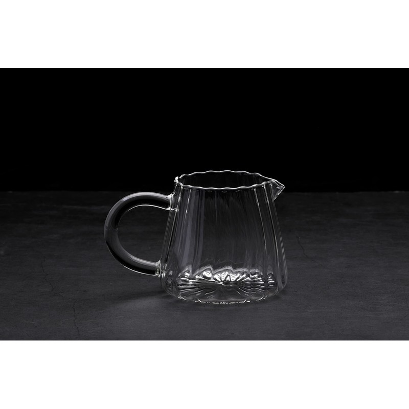 JIEJE Small Glass Pitcher, Glass Milk Pitcher, Glass Creamer Pitcher,