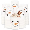 Whaline 50Pcs Winter Snowman Disposable Paper Cups Cute Snowman White