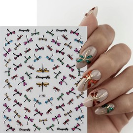 Fall Nail Stickers for Nail Art, 6 Sheets Colorful Butterflies Spiders Dragonflies Design 3D Self Adhesive Nail Decals Holiday Sticker Manicure Decoration Supplies for Women DIY Acrylic Nails 6 Sheets