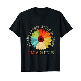 Imagine All The People Daisy Vintage Black 3X-Large T-Shirt