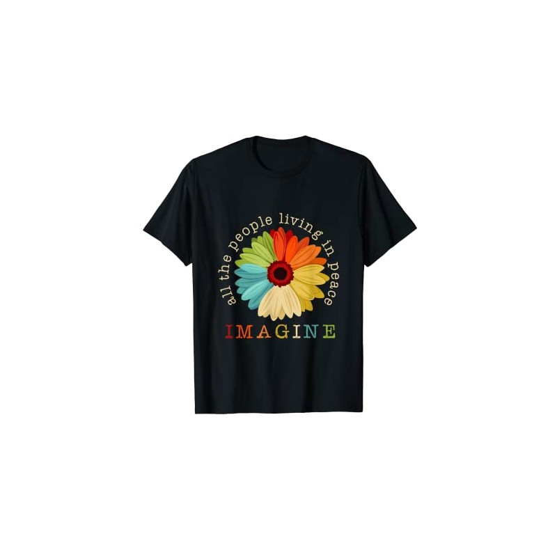 Imagine All The People Daisy Vintage Black 3X-Large T-Shirt