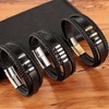 Pulsera de cuero punk de 3 capas con botón magnético