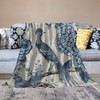 PrintingCo Throw Blanket Blue Chinoiserie Bird Couch Blanket Chinese Style