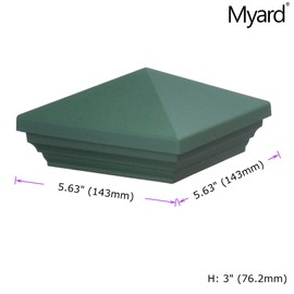 PNP 115445G Myard Screw-Free Universal Fence Pyramid Top Cap fits Post 4 x 4 Inches (Actual Post Size 3.5 x 3.5) (Qty 10, Green)