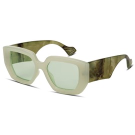 TruFabV Chunky Oversized Sunglasses Womens Mens Retro Fashion Square Sun Glasses (Green)