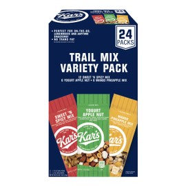 Kar’s Nuts Trail Mix Variety Pack, Pack of 24 – Yogurt Apple Nut, Mango Pineapple Mix, Sweet ‘N Spicy – Individually Wrapped, Gluten-Free Snack Mix