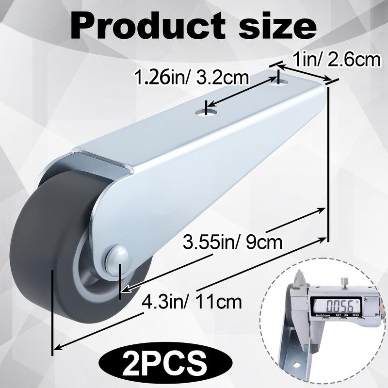 Deozu 2 Pcs Gate Caster Wheels Replacement, Rubber Rolling Swivel