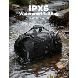 KEMIMOTO Waterproof Motorcycle Dry Bag – Duffle Tail Bag Soft Luggage, 25L/40L/65L Large Capacity with 4 Quick-Release Straps, Dustproof for Touring, Adventure, Motorcycling & Camping Black