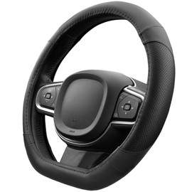 Upgrade4cars D-shape steering wheel cover in black, steering wheel protector, universal, steering wheel cover for summer and winter, car accessories, interior decoration