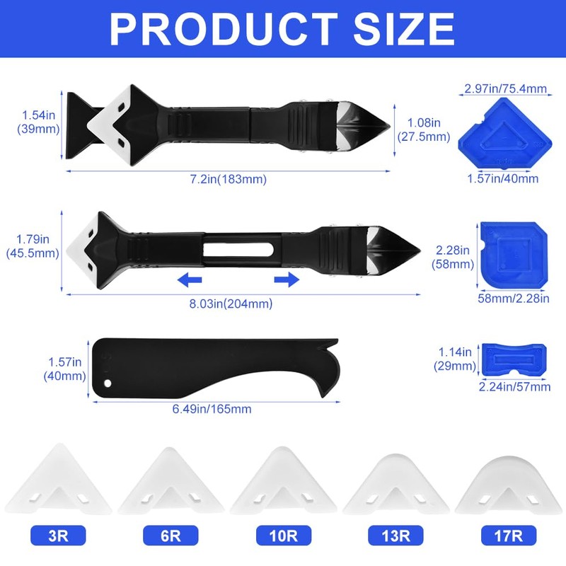 Silicone Caulking Tool, 3 in 1 Caulking Remover Glazing Compound