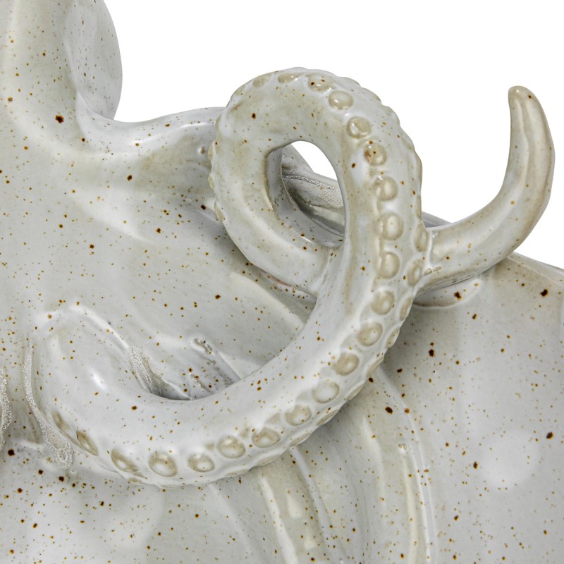Creative Co-Op 13.75 Inches Stoneware Octopus Reactive Glaze, White Speckled