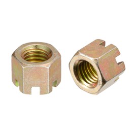 sourcing map 2Pcs M14x2mm Hexagon Slotted Nut, Grade 10 Carbon Steel Hex Castle Nuts, Color Zinc