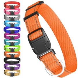 GlobalUP Collar reflejante para Perro diseño cómodo, Resistente. Collar para Perro y Gato Chico, Mediano, Grande y Extra Grande. Reflective Collar. Modelo Neo (Naranja, Extra Grande)