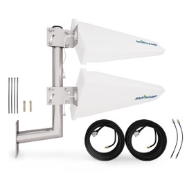Mophamp MIMO 2x2 External Antenna Kit for 4G LTE/5G Hotspots & Routers Wideband High Gain 15dBi LPDA Directional Yagi Antenna SMA TS9 with Twin 32.8 Ultra Low Loss Coaxial Cable | L-Pole Included