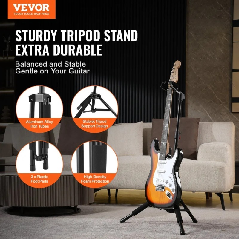 Tripod Guitar Stand,33 lbs Load Capacity, Floor-Standing Foldable Guitar Stand