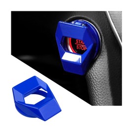 KHGUZ Car Engine Start/Stop Button Cover, Zinc Alloy Vehicle Power Control Trim, Auto Push to Start Button Key Ignition Protective Sticker, Universal for Many Vehicles (Blue)