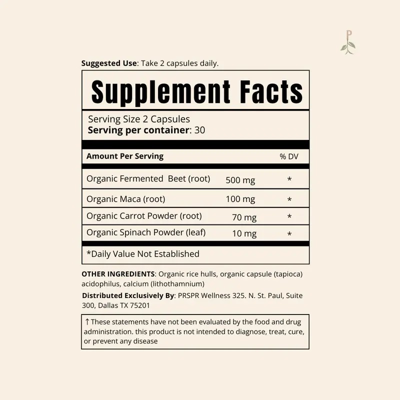 Fermented Beetroot & Maca Root Capsules for Energy, Stamina &