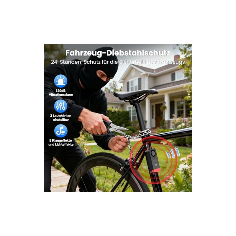 TECKNET Bicycle Alarm System with Remote Control - Waterproof Bicycle