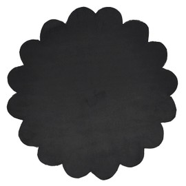 SARO LIFESTYLE Flower Design Beaded Placemats (Set of 4), Black, 15" (201.BK15R)