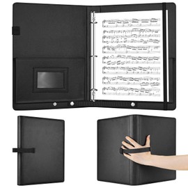 PU Leather 3-Ring Sheet Music Binder, A4/Letter Size Choir Folder