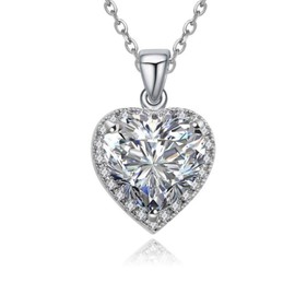 Crystalline Azuria Women 18ct White Gold Plated White Zirconia Crystals Heart Pendant Necklace 17.7 inches