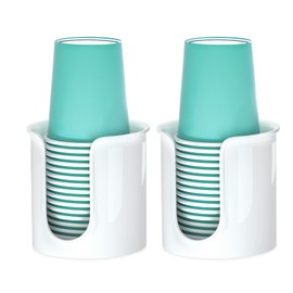 BYAWAY 2 Pack Bathroom Cup Dispenser 3 oz Countertop - Convenient Paper Cup Holder for Mouthwash Cups - Easy to Use Cup Dispenser for Bathroom（White）