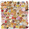 100 Pcs Food Snack Stickers, Cartoon Vinyl Waterproof Trendy Decals