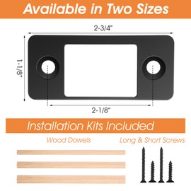 Deadbolt Restorer Strike Plates, 1" x 2-1/4" Black Large Hole Round Corner Strikes Backplate with Wood Dowel Strips and Screws Stainless Steel Latch Restorer Strike Plates for Home Door Repair Fix