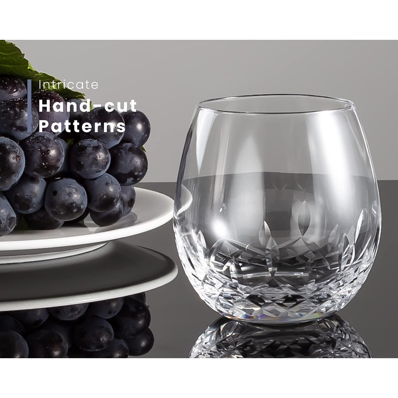 SHOSHIN Hand Cut Stemless Wine Glasses Lead-free Crystal Drinking Glass