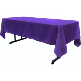 Backdrop King Inc, Rectangular Polyester Poplin Fabric Reusable Party Tablecloth (Purple, 60" Wide x 144" Long)