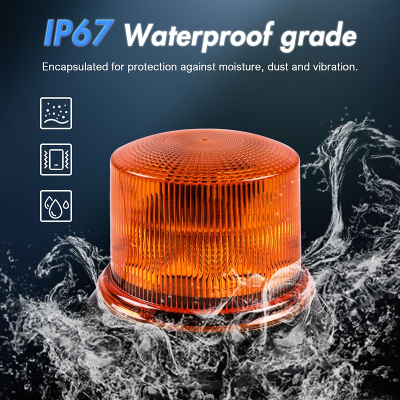 Yuanjoy LED Beacon, 12V/24V Yellow Warning Light with Magnet for