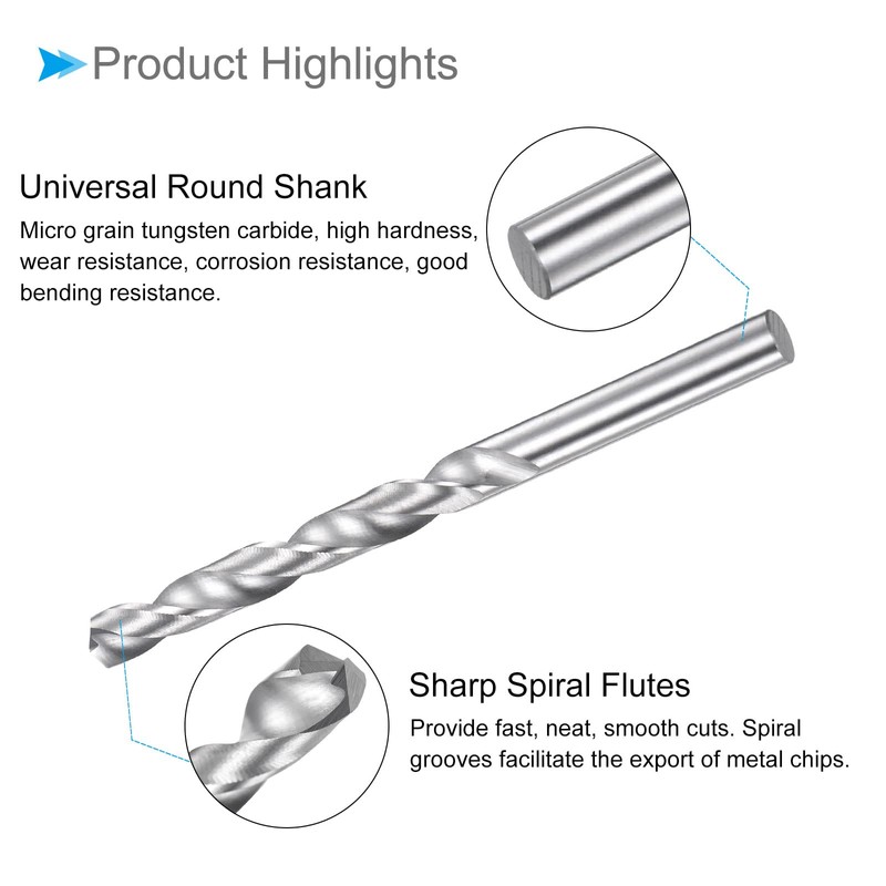 CoCud Solid Carbide Drill Bits, 4.3mm Diameter, K35 Tungsten Carbide