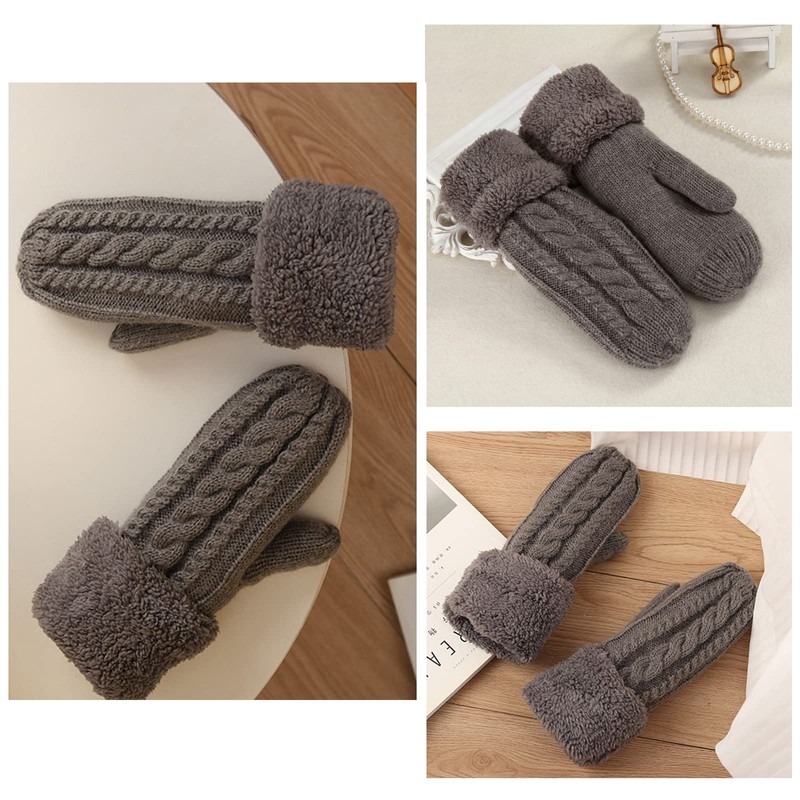 Good Cable Knit Gloves, Cold Protection, Fluffy, Ultra-Thick, Mitten Gloves,