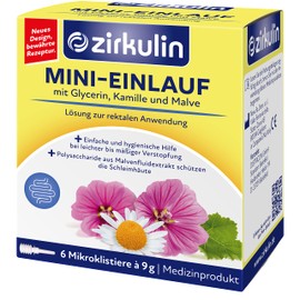 Zirkulin Mini Enema for Mild to Moderate Constipation with Glycerin, Chamomile and Mallow Stimulates Intestinal Emptying 1 x 6 Microclysters of 9g