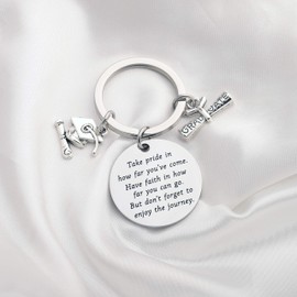 Graduation Gift Take Pride in How Far You Have Come Stainless Steel Keychain Inspirational Letters Graduates Gifts for Him/Her (graduation keychian 02)