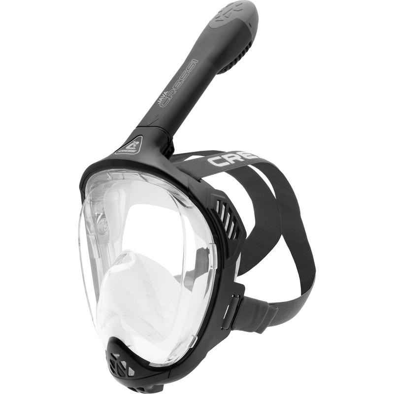 CRESSI Unisex Adult Java Full Face Snorkel Mask, Black/Black, S/M