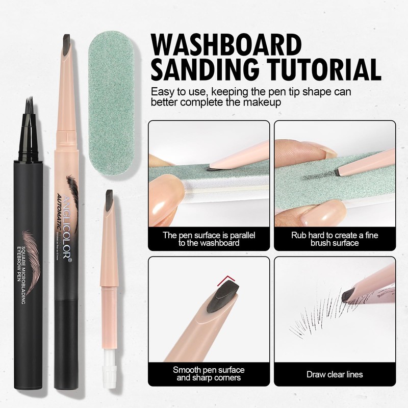 Anglicolor Microblading Eyebrow Pen Set 3-Minute Draw Natural Brows,Brow Fection