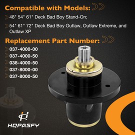 HQPASFY Deck Spindle Compatible with Bad Boy 48" 54" 61", Stand-on; Deck Outlaw Extreme and Outlaw XP 54" 61" 72" Mower Aluminum Spindle Bearings, Replace 037-4000-00, 038-4000-50