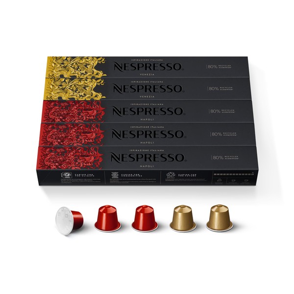 Nespresso Capsules OriginalLine, Variety Pack, Napoli and Venezia Espresso Coffee,