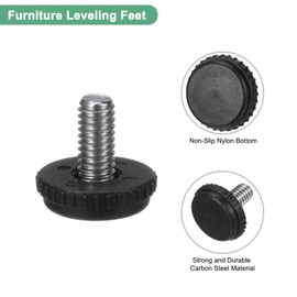 M METERXITY 8-Pack Furniture Feet, 5/16"-18 Thread Adjustable Furniture Levelers, Adjustable Leveling Feet Supports 2640LBS for Tables/Cabinets/Large Base Supports [Black]