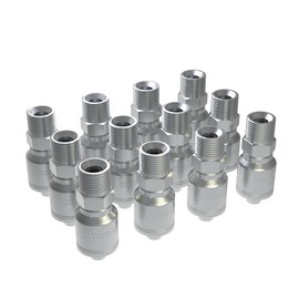 12PCS 1/2 inch Hydraulic Hose Fittings, 1/2" Hose x 1/2" NPTF Male Pipe Hydraulic Hose Crimp Fitting Ends for Air Hose Repair Kit