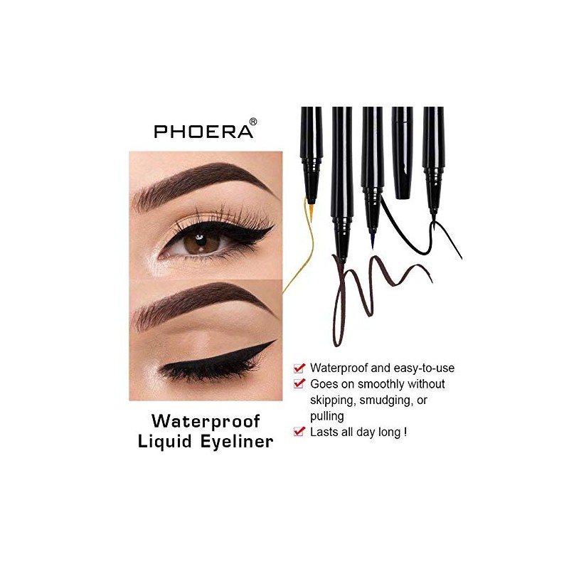 AQUAPURITY PHOERA® WATERPROOF LIQUID EYELINER PEN BROWN BLACK AND 4