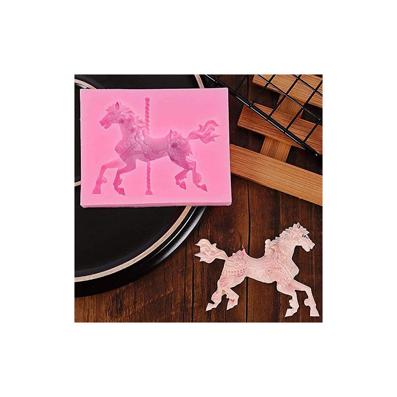 Molde de Caballo de Carrusel 3D, Moldes de Pastel de