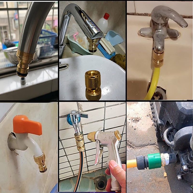 SHULLIN 4pcs Brass Tap Connector Hose Connection Tap Universal Tap