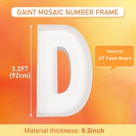 MEYSIMOON 3FT Large Marquee Letters Mosaic Balloon Frame Pre-cut Foam Board Marquee Light Up Letters D for Birthday Party Decorations,Wedding,Baby Shower DIY Party Supplies (Letter D)