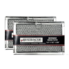 Air Filter Factory Replacement For 5304509444, 5304517871 Frigidaire 5 x 7.6 x 0.13 Inches Microwave Oven Aluminum Mesh Grease 12-Layer Vent Hood Filter 2-Pack