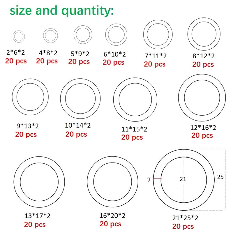 FEEIFOL 260-Piece O-Ring Seal Set Nylon Washers Gaskets Assortment Set