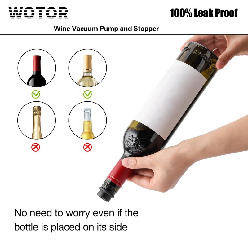 WOTOR Wine Stoppers - Vacuum Wine Saver, Preserver & Sealer