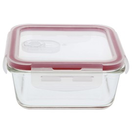 Amig - Luftdichter Behälter aus Glas, 690 ml, Mikrowelle, Backofen, Gefrierschrank, sichere Reinigung, BPA-frei, ideal für Arbeit/Freizeit, transparent, 141 x 141 x 61 mm