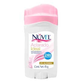 Nuvel Desodorante Antitraspirante en Barra Aclarado Ideal para mujer (45g), Protección 24 horas, sin Irritaciones, Aroma durardero.